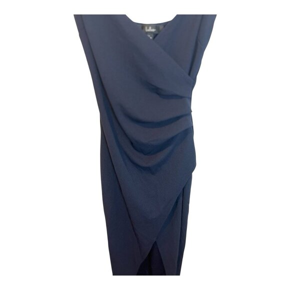 Lulus Sweetest Admirer Navy Blue Ruched Surplice Maxi Dress Small Formal NWOT - Picture 4 of 10